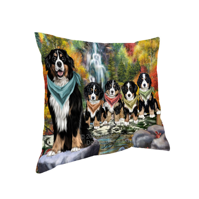 Scenic Waterfall Bernese Mountain Dogs Pillow with Top Quality High-Resolution Images - Ultra Soft Pet Pillows for Sleeping - Reversible & Comfort - Ideal Gift for Dog Lover - Cushion for Sofa Couch Bed - 100% Polyester