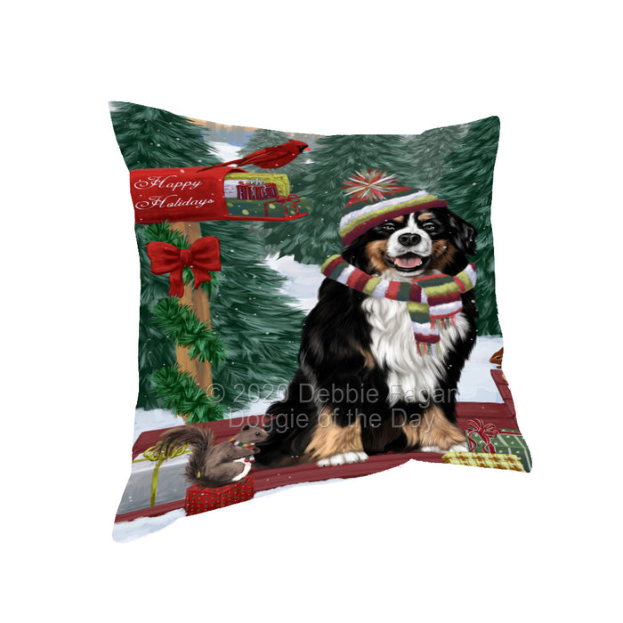 Christmas Woodland Sled Bernese Mountain Dog Pillow with Top Quality High-Resolution Images - Ultra Soft Pet Pillows for Sleeping - Reversible & Comfort - Ideal Gift for Dog Lover - Cushion for Sofa Couch Bed - 100% Polyester, PILA93568