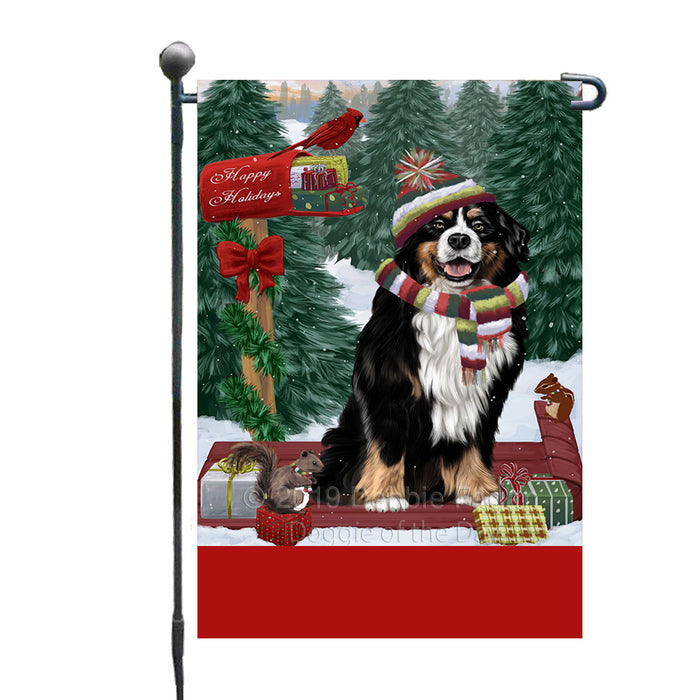 Personalized Merry Christmas Woodland Sled  Bernese Mountain Dog Custom Garden Flags GFLG-DOTD-A61502