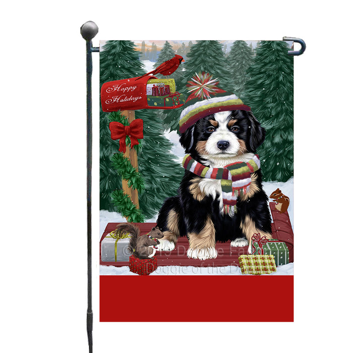 Personalized Merry Christmas Woodland Sled  Bernese Mountain Dog Custom Garden Flags GFLG-DOTD-A61503