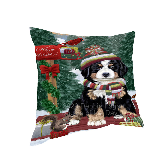 Christmas Woodland Sled Bernese Mountain Dog Pillow with Top Quality High-Resolution Images - Ultra Soft Pet Pillows for Sleeping - Reversible & Comfort - Ideal Gift for Dog Lover - Cushion for Sofa Couch Bed - 100% Polyester, PILA93571