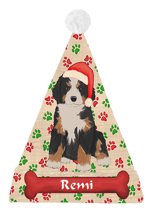 Pet Name Personalized Christmas Paw Print Bernese Mountain Dogs Santa Hat