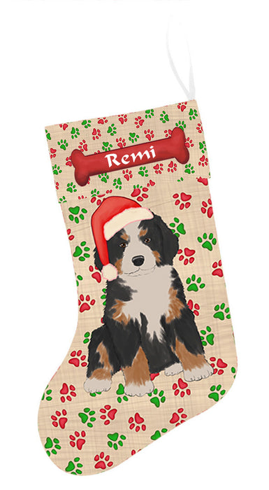 Pet Name Personalized Christmas Paw Print Bernese Mountain Dogs Stocking