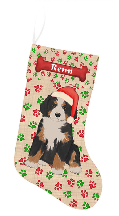 Pet Name Personalized Christmas Paw Print Bernese Mountain Dogs Stocking