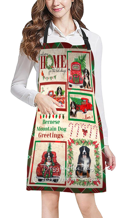 Welcome Home for Holidays Bernese Mountain Dogs Apron Apron48384