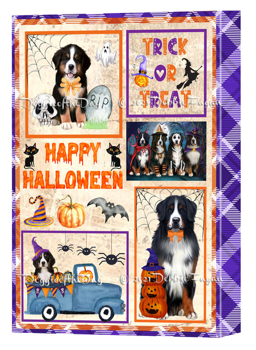 Happy Halloween Trick or Treat Bernese Mountain Dogs Canvas Wall Art Decor - Premium Quality Canvas Wall Art for Living Room Bedroom Home Office Decor Ready to Hang CVS150263