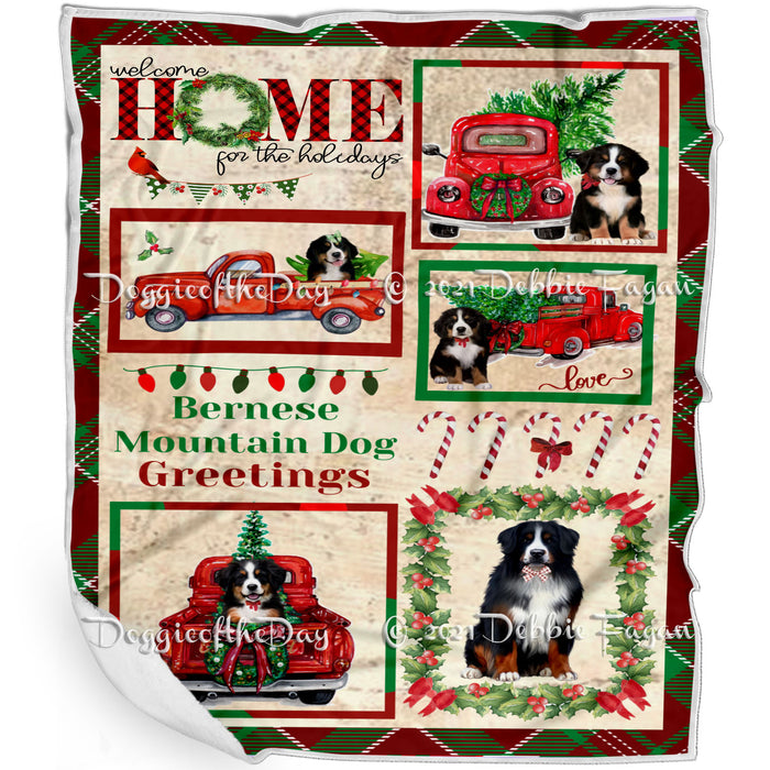 Welcome Home for Christmas Holidays Bernese Mountain Dogs Blanket BLNKT71841