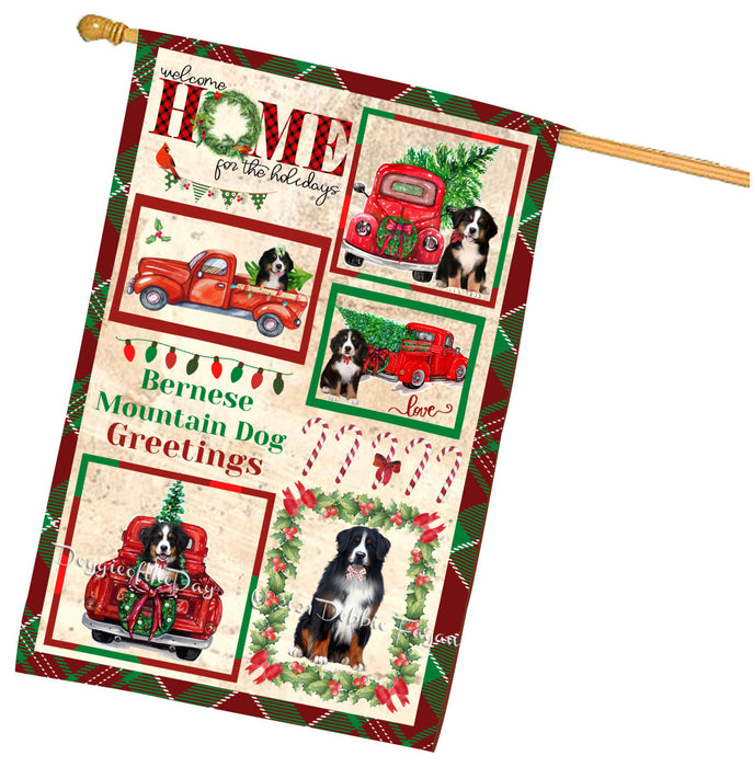 Welcome Home for Christmas Holidays Bernese Mountain Dogs House flag FLG66986