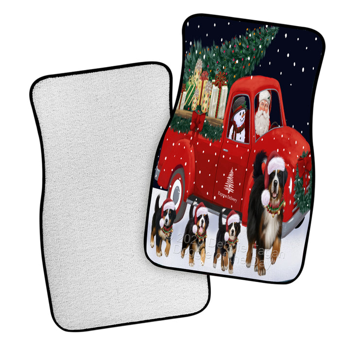 Christmas Express Delivery Red Truck Running Bernese Mountain Dogs Polyester Anti-Slip Vehicle Carpet Car Floor Mats  CFM49411
