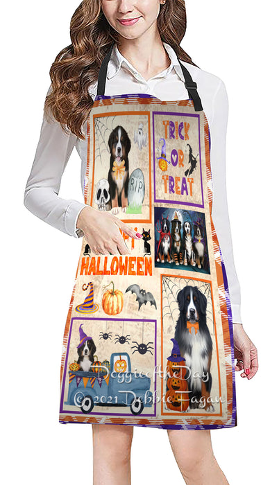 Happy Halloween Trick or Treat Bernese Mountain Dogs Cooking Kitchen Adjustable Apron Apron49292