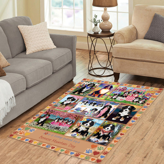 Love is Being Owned Bernese Mountain Dog Beige Area Rug