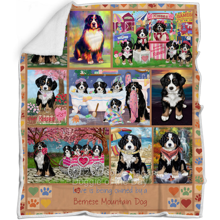 Love is Being Owned Bernese Mountain Dog Beige Blanket BLNKT137046