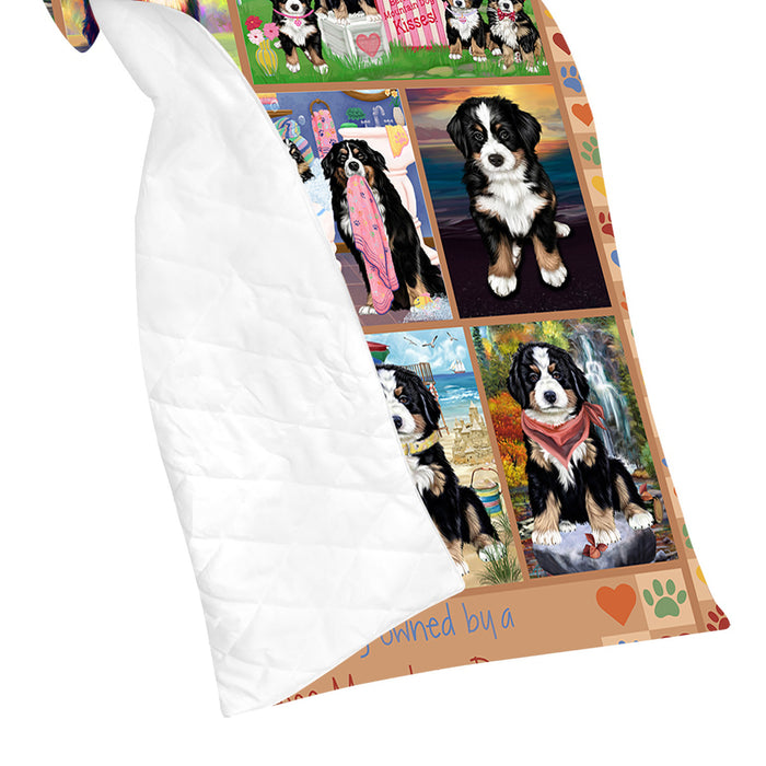 Love is Being Owned Bernese Mountain Dog Beige Quilt