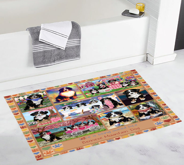 Love is Being Owned Bernese Mountain Dog Beige Bath Mat