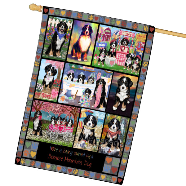 Love is Being Owned Bernese Mountain Dog Grey House Flag FLG65441