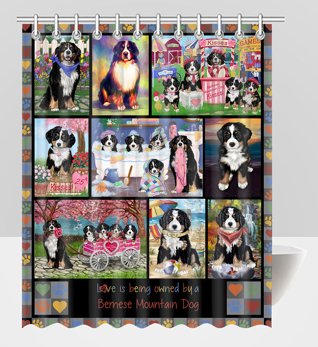 Love is Being Owned Bernese Mountain Dog Grey Shower Curtain