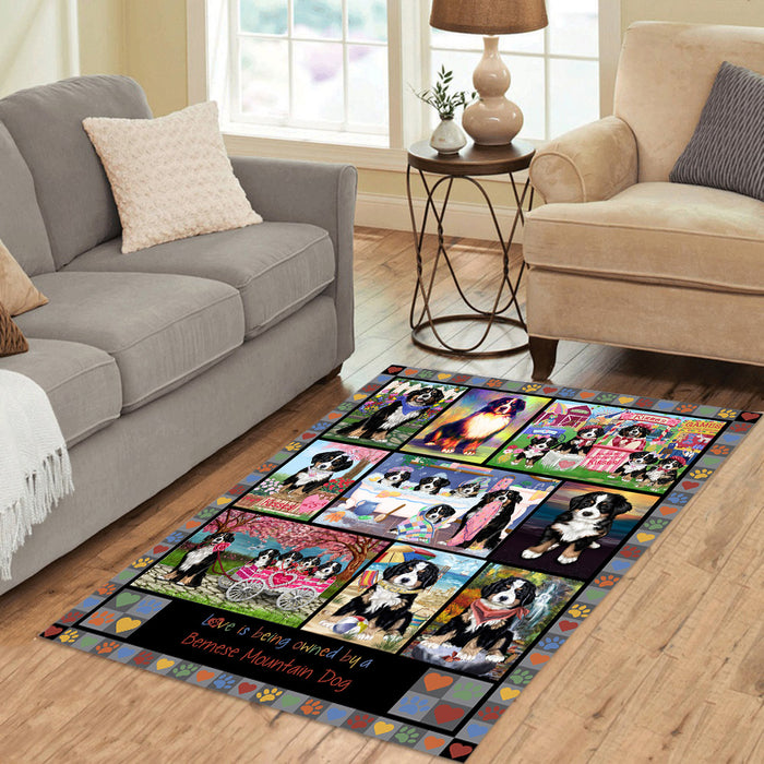 Love is Being Owned Bernese Mountain Dog Grey Area Rug