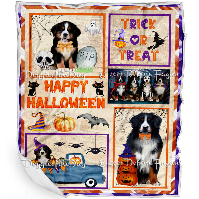Happy Halloween Trick or Treat Bernese Mountain Dogs Blanket BLNKT143720