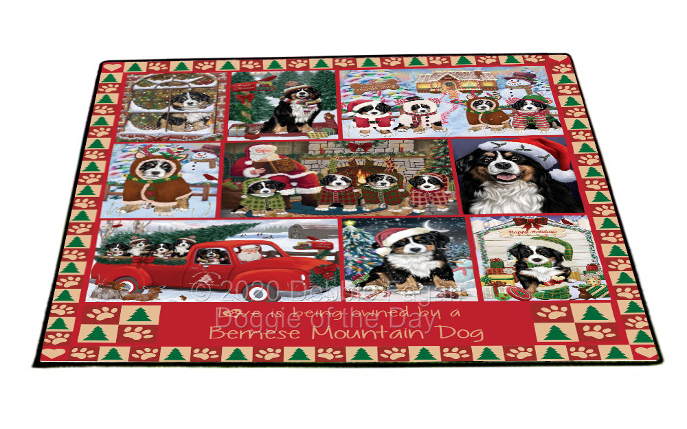 Love is Being Owned Christmas Bernese Mountain Dogs Floormat FLMS54778