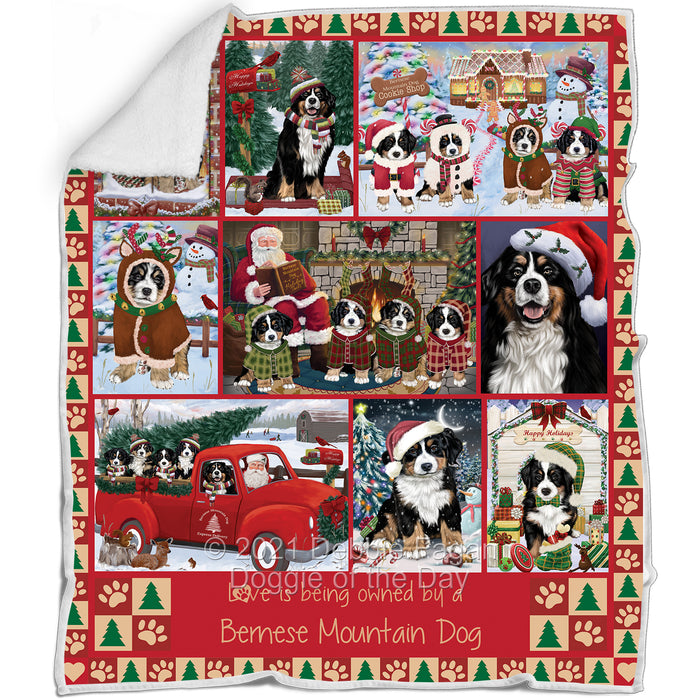 Love is Being Owned Christmas Bernese Mountain Dogs Blanket BLNKT143443