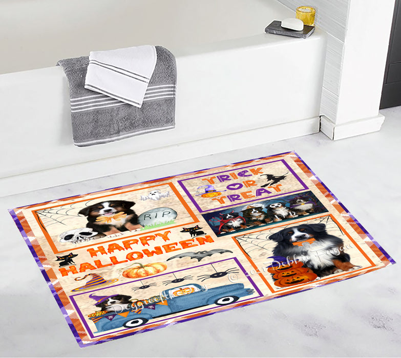 Happy Halloween Trick or Treat Bernese Mountain Dogs Bathroom Rugs with Non Slip Soft Bath Mat for Tub BRUG54601