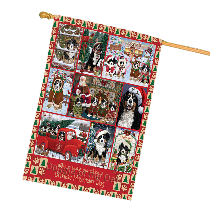 Love is Being Owned Christmas Bernese Mountain Dogs House Flag FLG66039