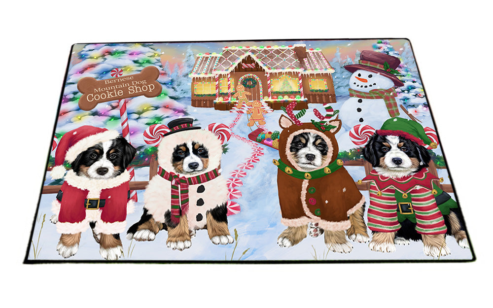 Holiday Gingerbread Cookie Shop Bernese Mountain Dogs Floormat FLMS53142