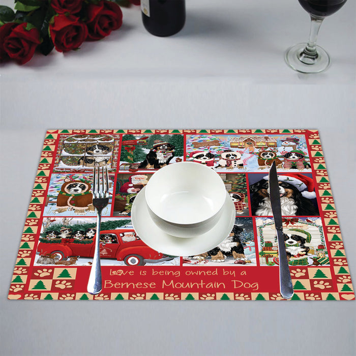 Love is Being Owned Christmas Bernese Mountain Dogs Placemat