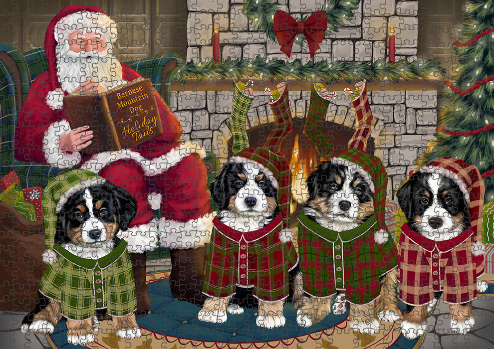 Christmas Cozy Holiday Tails Bernese Mountain Dogs Puzzle with Photo Tin PUZL88604