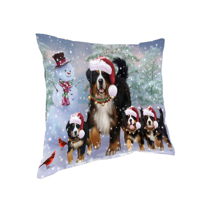Christmas Running Family Bernese Mountain Dogs Pillow PIL70780