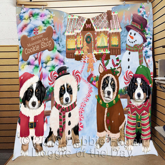 Holiday Gingerbread Cookie Bernese Mountain Dogs Quilt