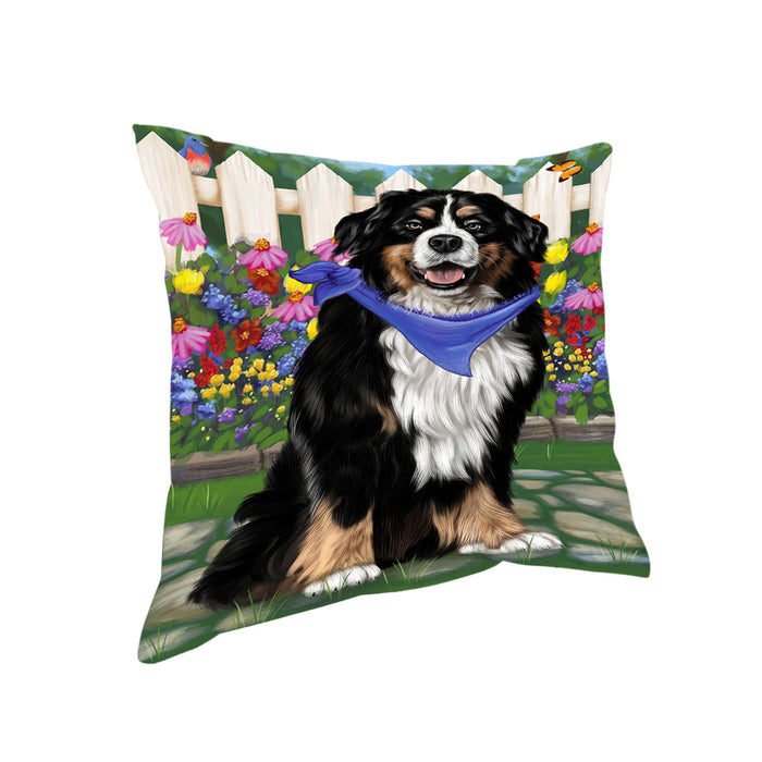 Spring Floral Bernese Mountain Dog Pillow PIL55012