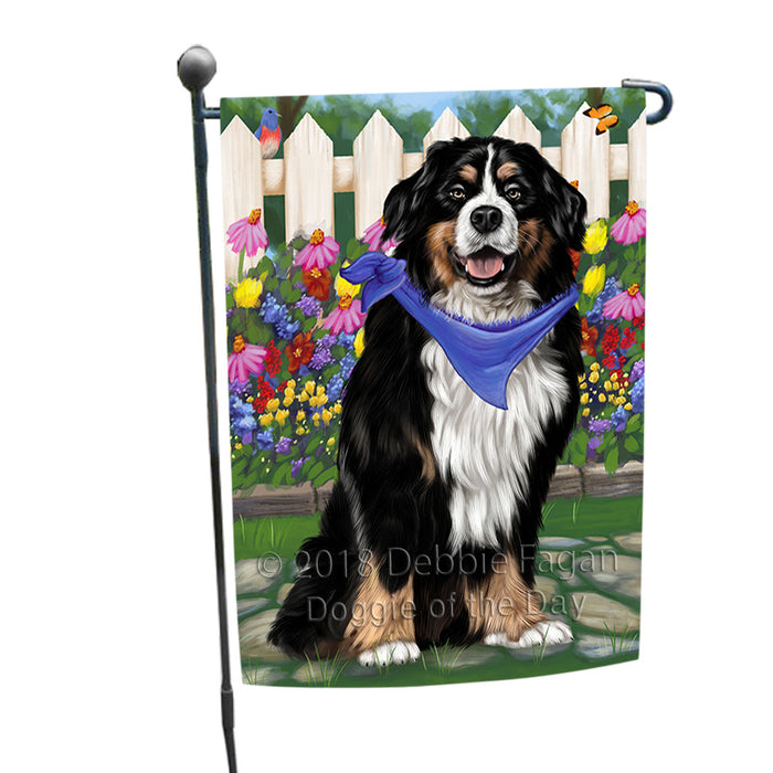 Spring Floral Bernese Mountain Dog Garden Flag GFLG49618