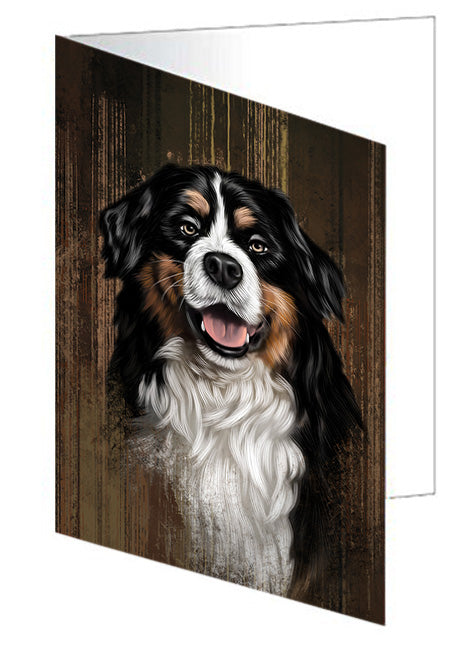 Rustic Bernese Mountain Dog Handmade Artwork Assorted Pets Greeting Cards and Note Cards with Envelopes for All Occasions and Holiday Seasons GCD55052