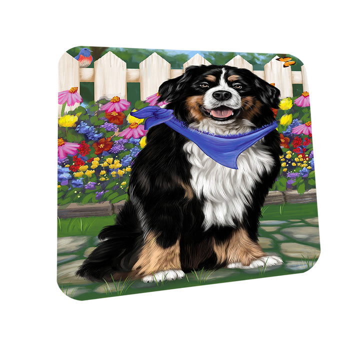 Spring Floral Bernese Mountain Dog Coasters Set of 4 CST49748