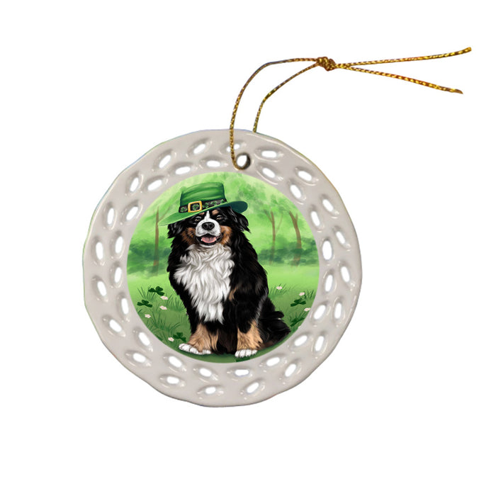 St. Patricks Day Irish Portrait Bernese Mountain Dog Ceramic Doily Ornament DPOR49321
