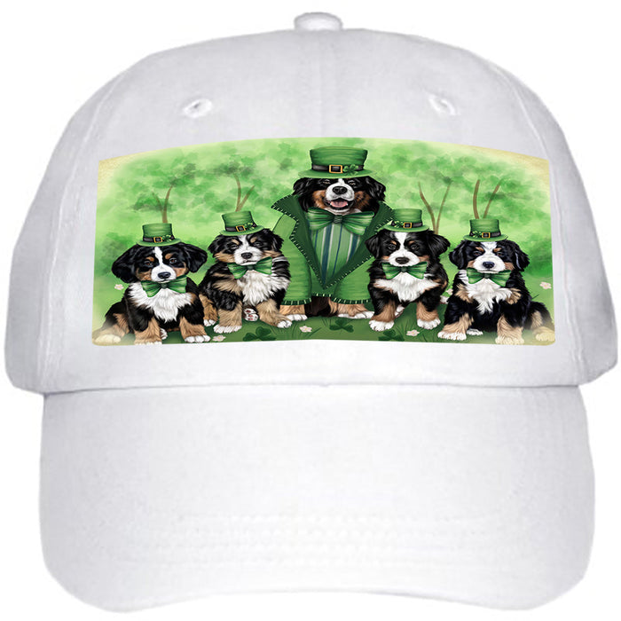St. Patricks Day Irish Family Portrait Bernese Mountain Dogs Ball Hat Cap HAT51699