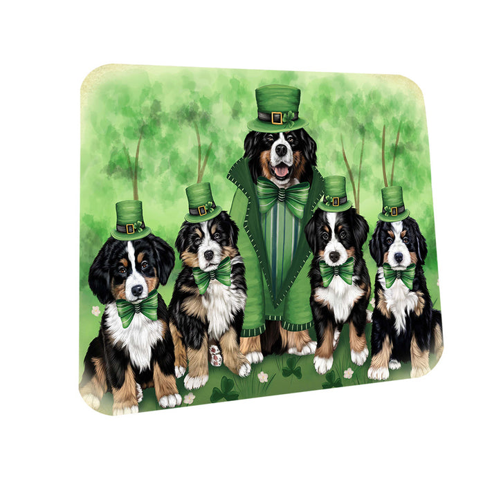 St. Patricks Day Irish Family Portrait Bernese Mountain Dogs Coasters Set of 4 CST49281