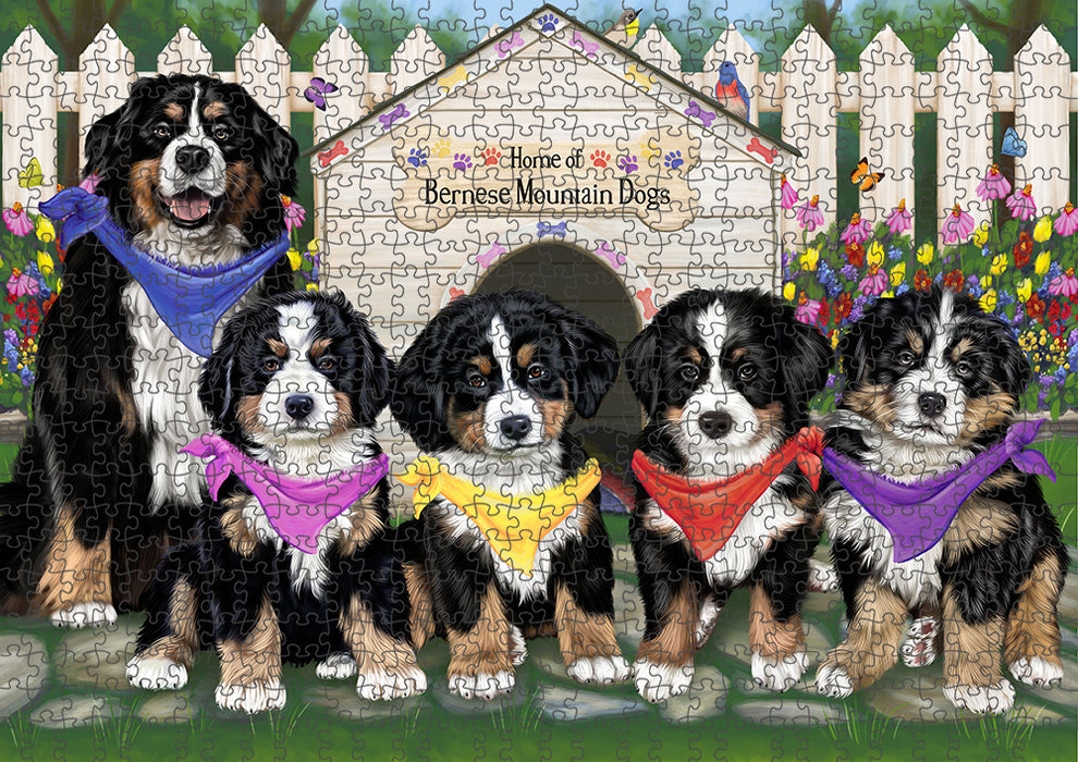 Spring Dog House Bernese Mountain Dogs Puzzle with Photo Tin PUZL53076