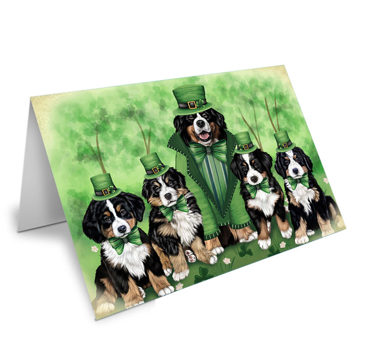 St. Patricks Day Irish Family Portrait Bernese Mountain Dogs Handmade Artwork Assorted Pets Greeting Cards and Note Cards with Envelopes for All Occasions and Holiday Seasons GCD51995