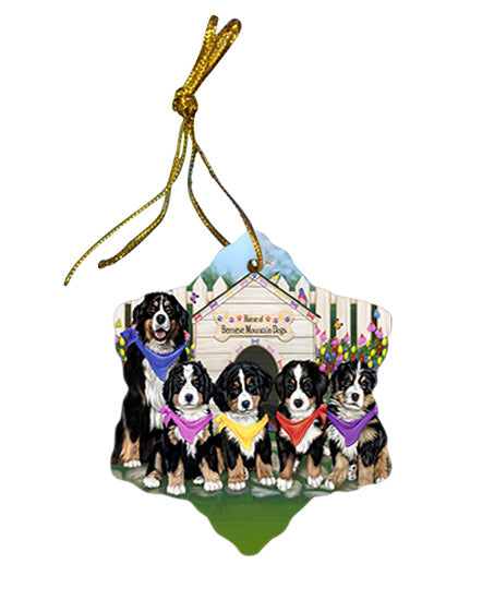 Spring Dog House Bernese Mountain Dogs Star Porcelain Ornament SPOR49782