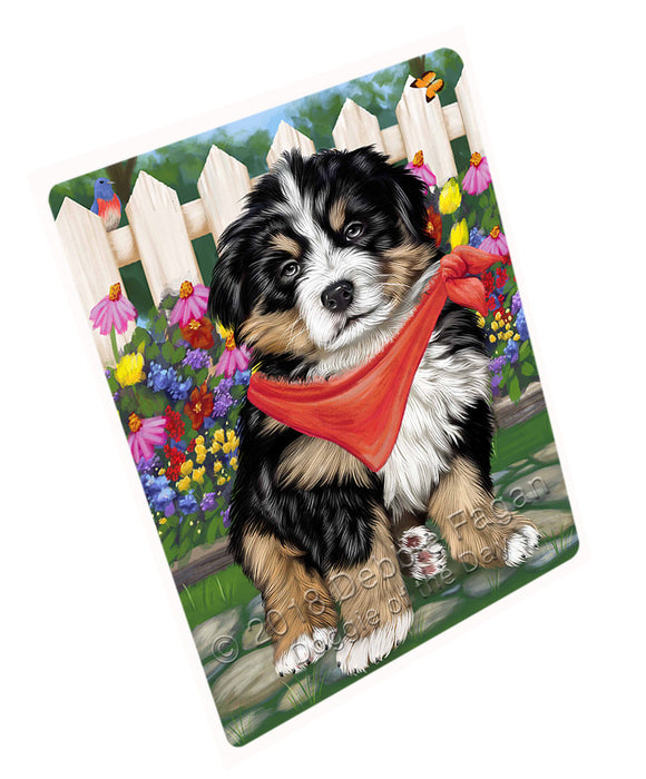 Spring Dog House Bernese Mountain Dogs Tempered Cutting Board C53238