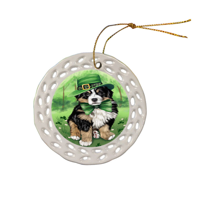 St. Patricks Day Irish Portrait Bernese Mountain Dog Ceramic Doily Ornament DPOR49323