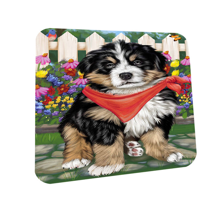 Spring Floral Bernese Mountain Dog Coasters Set of 4 CST49750