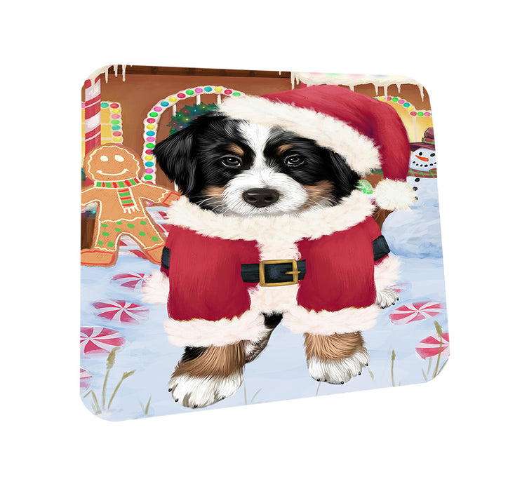 Christmas Gingerbread House Candyfest Bernese Mountain Dog Coasters Set of 4 CST56137