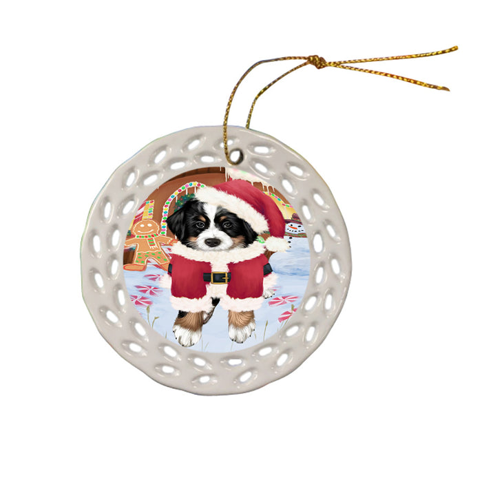 Christmas Gingerbread House Candyfest Bernese Mountain Dog Ceramic Doily Ornament DPOR56535