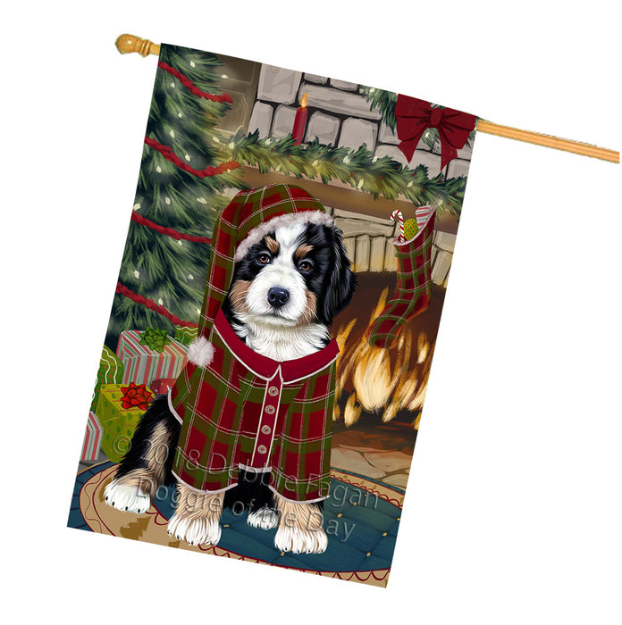 The Stocking was Hung Bernese Mountain Dog House Flag FLG55637