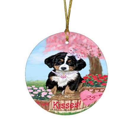 Rosie 25 Cent Kisses Bernese Mountain Dog Round Flat Christmas Ornament RFPOR56178