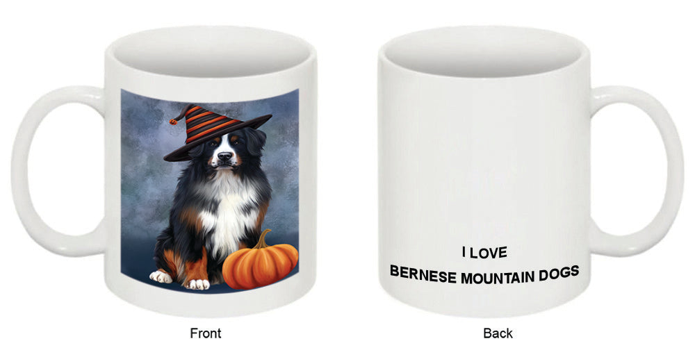 Happy Halloween Bernese Mountain Dog Wearing Witch Hat with Pumpkin Coffee Mug MUG50330