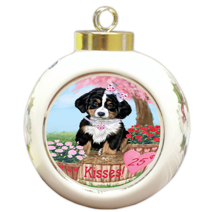 Rosie 25 Cent Kisses Bernese Mountain Dog Round Ball Christmas Ornament RBPOR56178